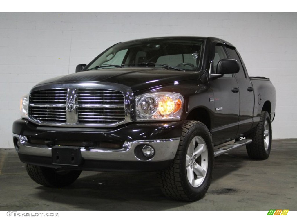 2008 Ram 1500 SLT Quad Cab 4x4 - Brilliant Black Crystal Pearl / Medium Slate Gray photo #4