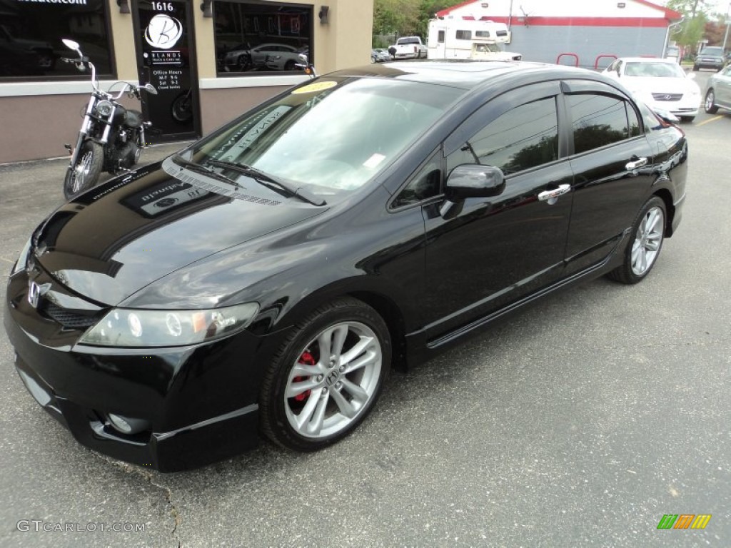 2010 Civic EX-L Sedan - Crystal Black Pearl / Gray photo #1