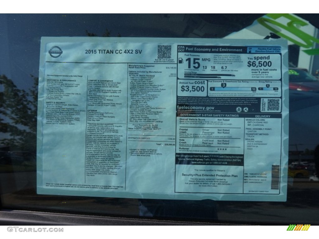 2015 Nissan Titan SV Crew Cab Window Sticker Photo #103807549