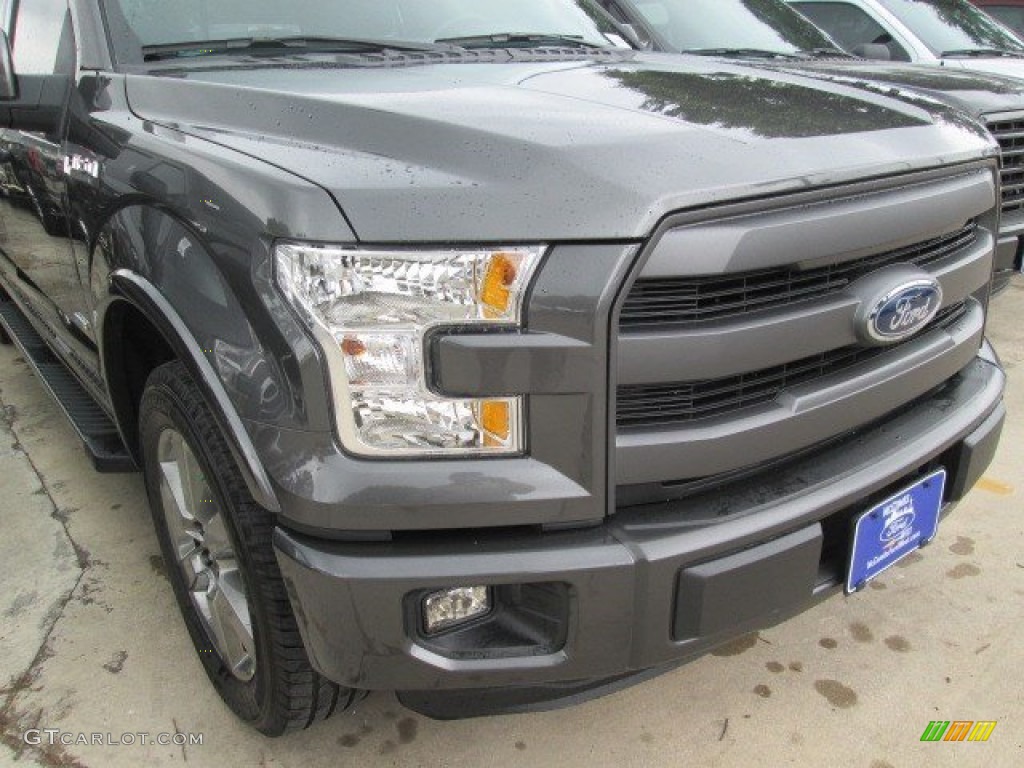 2015 F150 Lariat SuperCrew - Magnetic Metallic / Black photo #2