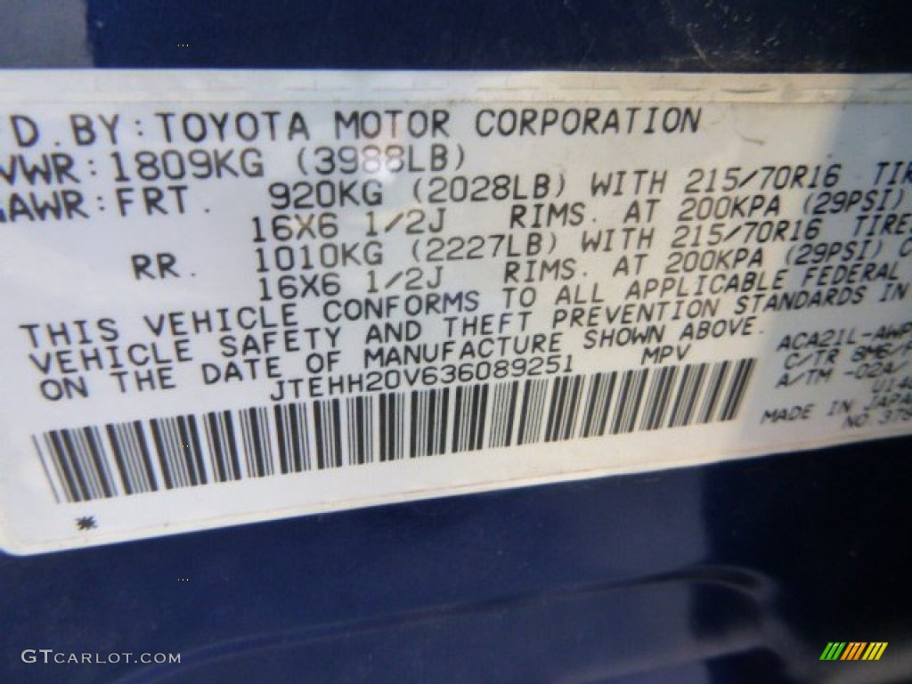 2003 RAV4 4WD - Spectra Blue Mica / Gray photo #16