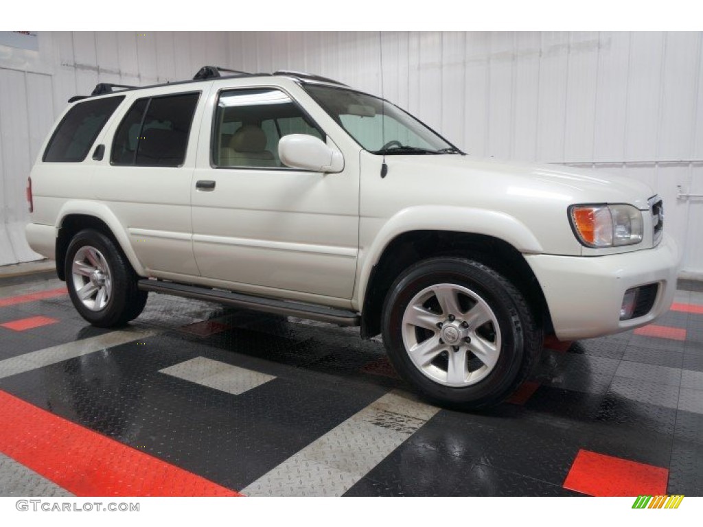 2002 Pathfinder LE 4x4 - Glacier White Pearl / Beige photo #6