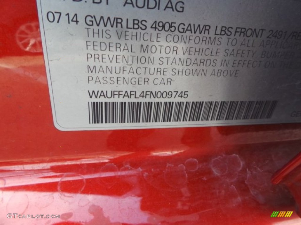 2015 A4 2.0T Premium Plus quattro - Volcano Red Metallic / Black photo #44