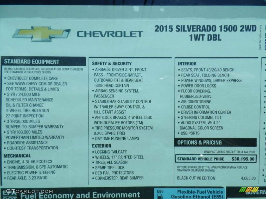 2015 Silverado 1500 WT Double Cab - Black / Dark Ash/Jet Black photo #55