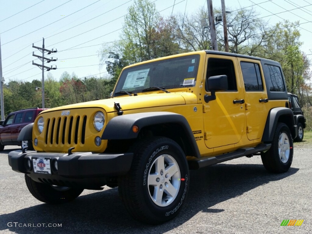 2015 Wrangler Unlimited Sport 4x4 - Baja Yellow / Black photo #1