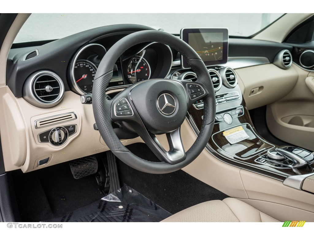 Silk Beige/Black Interior 2015 Mercedes-Benz C 300 Photo #103837177