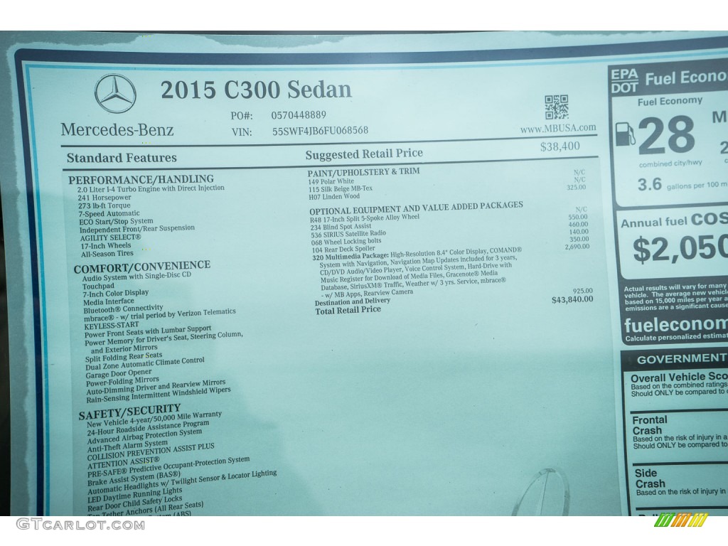 2015 Mercedes-Benz C 300 Window Sticker Photos