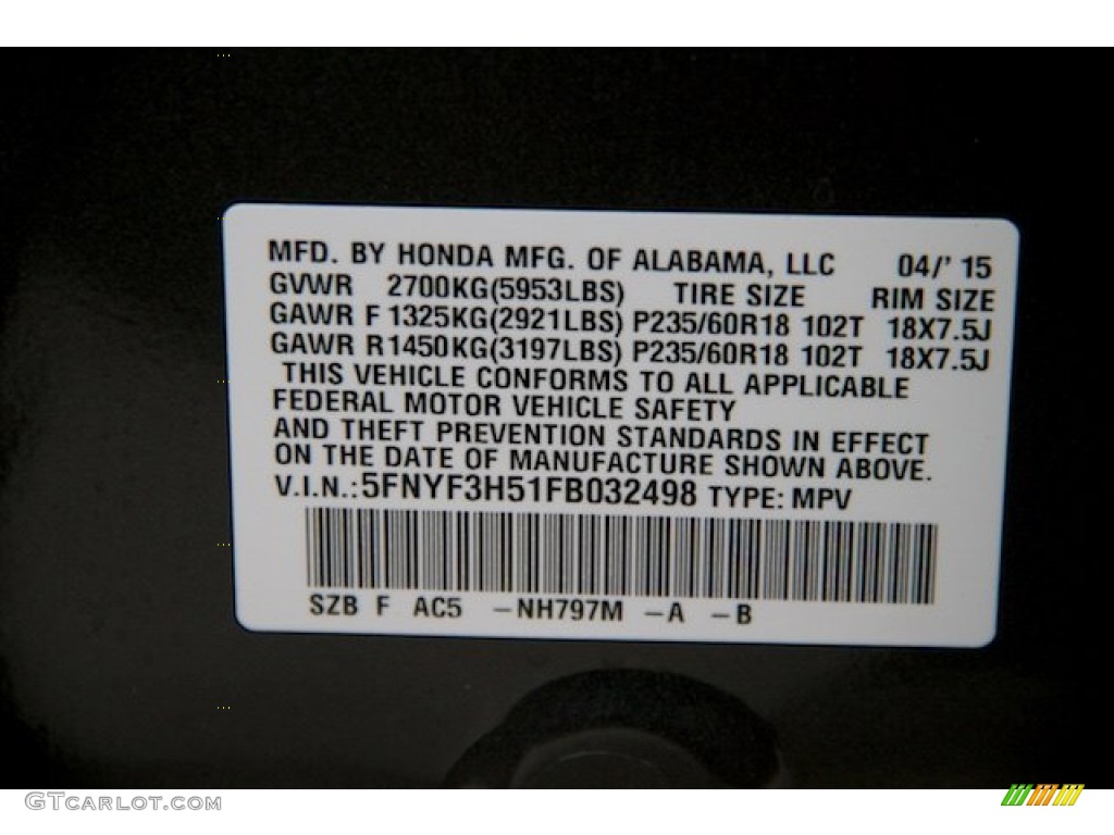 2015 Pilot EX-L - Modern Steel Metallic / Black photo #24