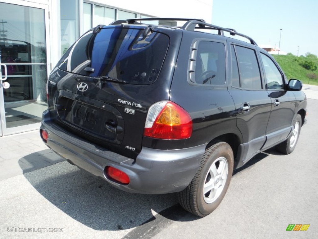 2004 Santa Fe LX 4WD - Black Obsidian / Beige photo #9