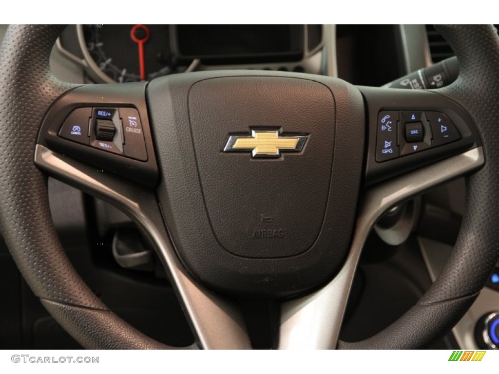 2015 Chevrolet Sonic LT Sedan Jet Black/Dark Titanium Steering Wheel Photo #103847846