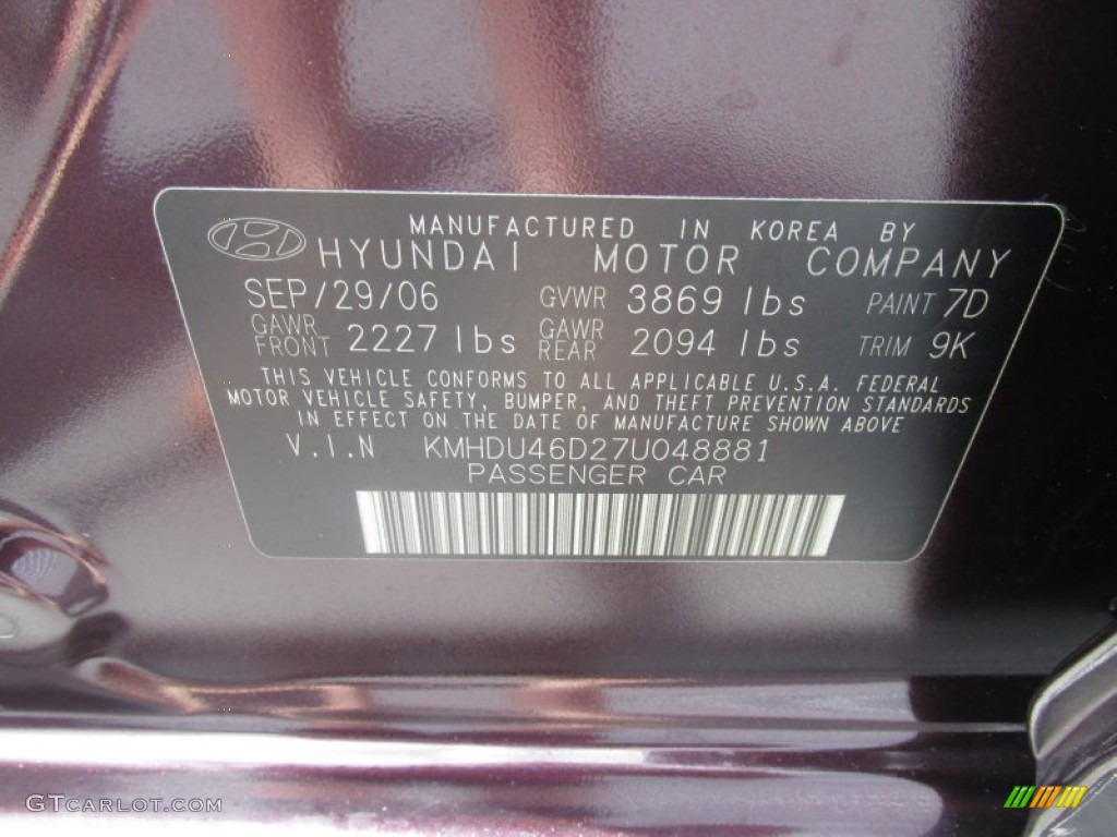 2007 Elantra GLS Sedan - Purple Rain / Beige photo #43