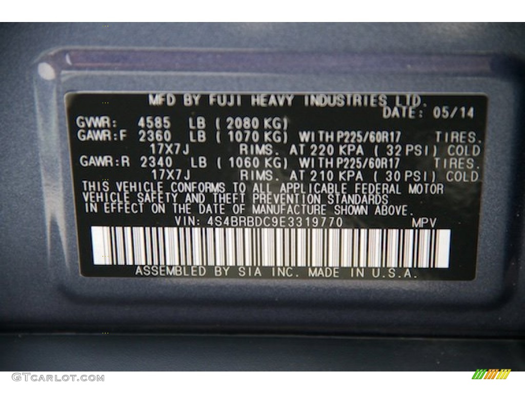 2014 Outback 2.5i Premium - Twilight Blue Metallic / Black photo #33