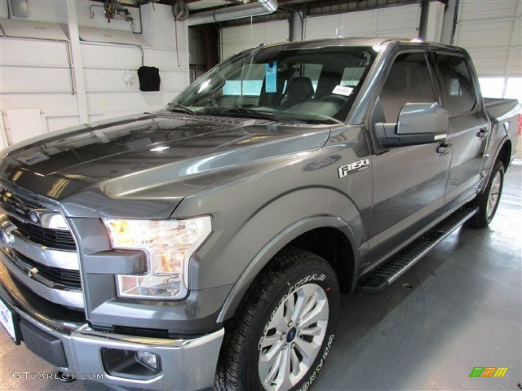 2015 F150 Lariat SuperCrew 4x4 - Magnetic Metallic / Black photo #3