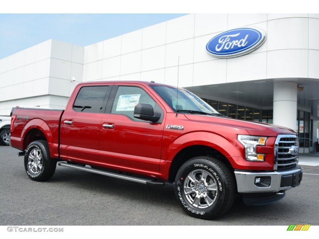 2015 F150 XLT SuperCrew 4x4 - Ruby Red Metallic / Medium Earth Gray photo #1