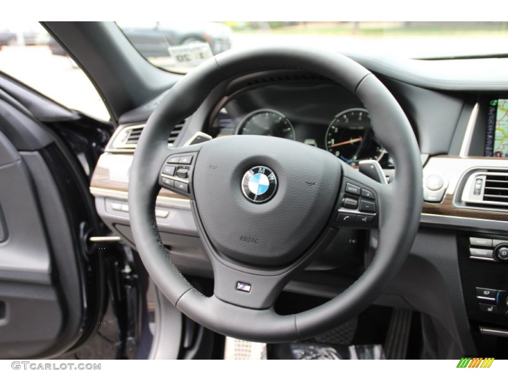 2015 BMW 7 Series 750i xDrive Sedan Black Steering Wheel Photo #103877514