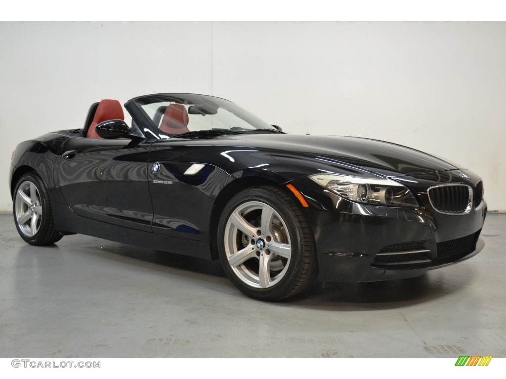 2012 Z4 sDrive28i - Jet Black / Coral Red photo #2