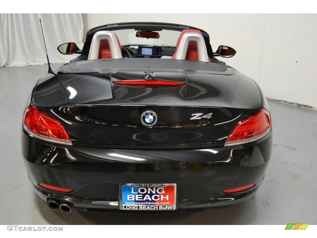 2012 Z4 sDrive28i - Jet Black / Coral Red photo #7