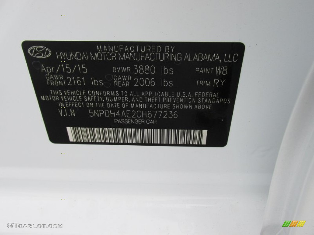 2016 Elantra Value Edition - White / Black photo #32