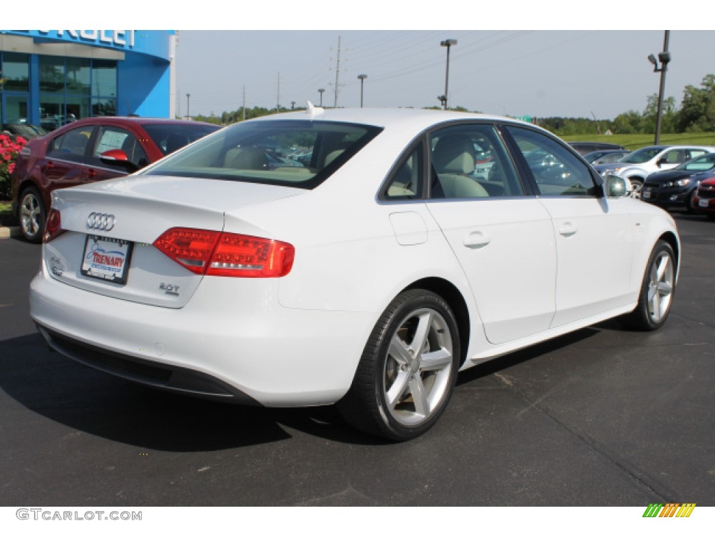 2012 A4 2.0T quattro Sedan - Glacier White Metallic / Cardamom Beige photo #3