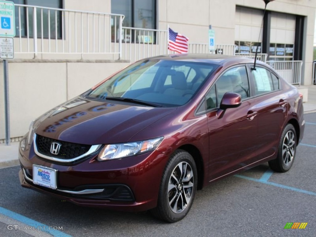 2013 Civic EX Sedan - Crimson Red Pearl / Beige photo #1