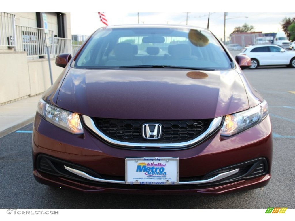 2013 Civic EX Sedan - Crimson Red Pearl / Beige photo #2