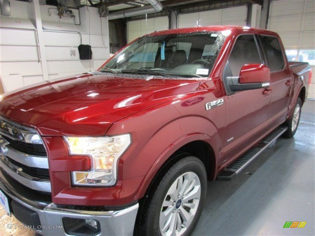 2015 F150 Lariat SuperCrew - Ruby Red Metallic / Black photo #3