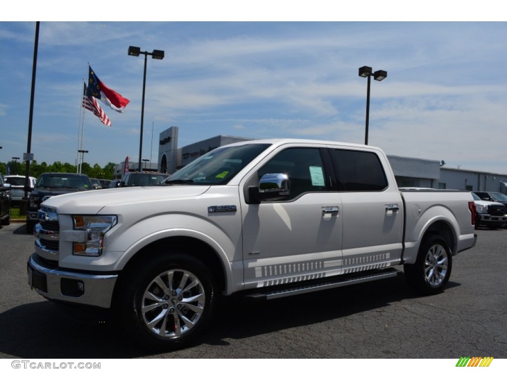 2015 F150 Lariat SuperCrew - White Platinum Tricoat / Medium Light Camel photo #3