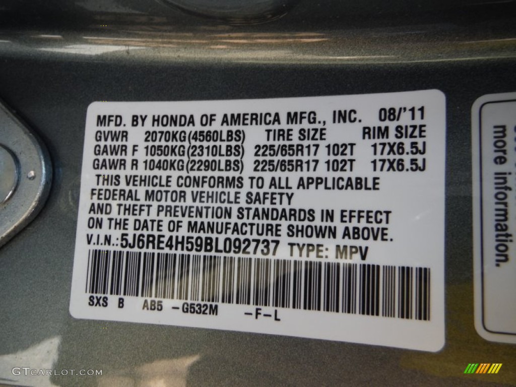 2011 CR-V EX 4WD - Opal Sage Metallic / Ivory photo #19