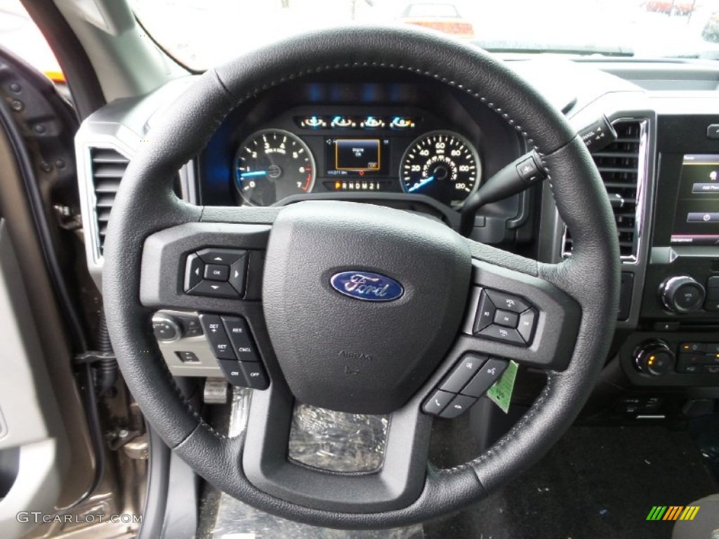 2015 Ford F150 XLT SuperCab 4x4 Medium Earth Gray Steering Wheel Photo #103965702