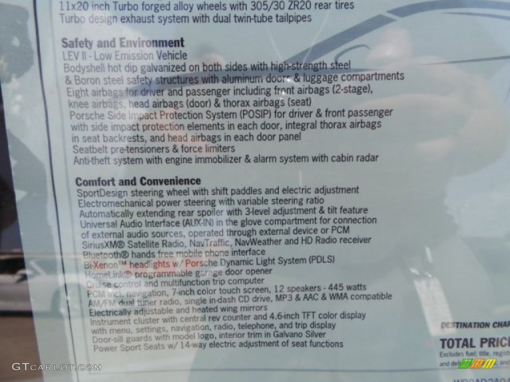 2015 Porsche 911 Turbo Coupe Window Sticker Photo #103986523