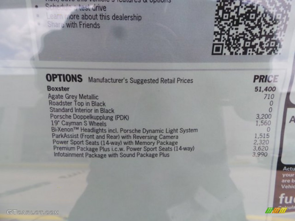 2015 Porsche Boxster Standard Boxster Model Window Sticker Photo #103987075