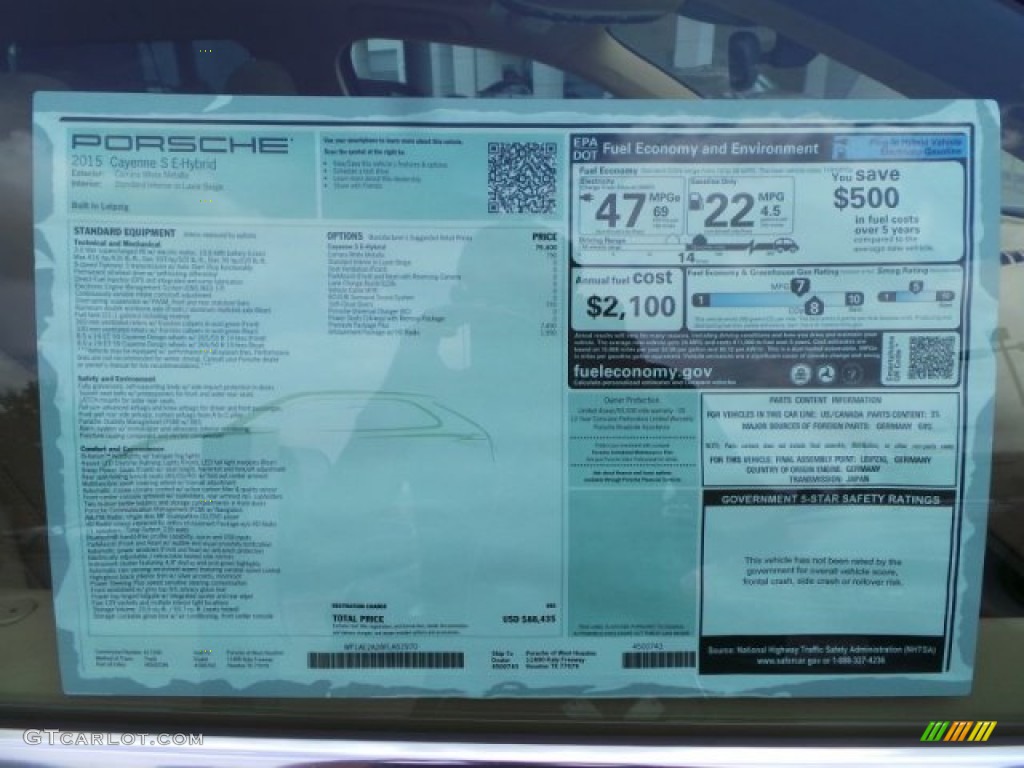2015 Porsche Cayenne S E-Hybrid Window Sticker Photo #103989865