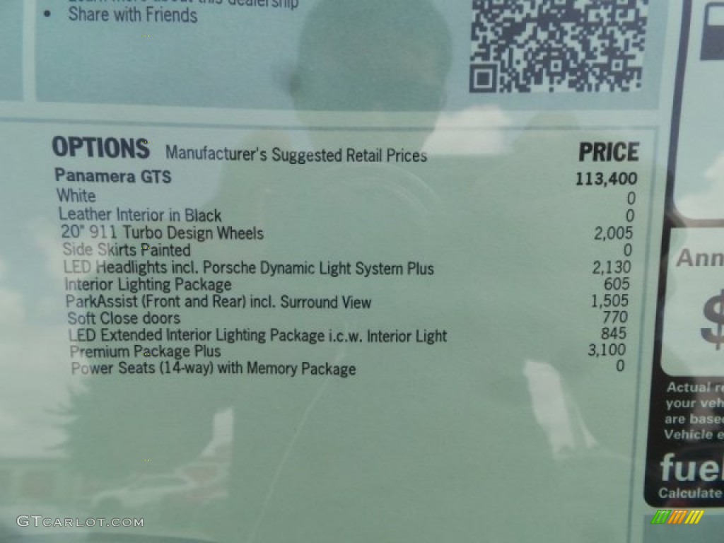 2015 Porsche Panamera GTS Window Sticker Photo #103991434