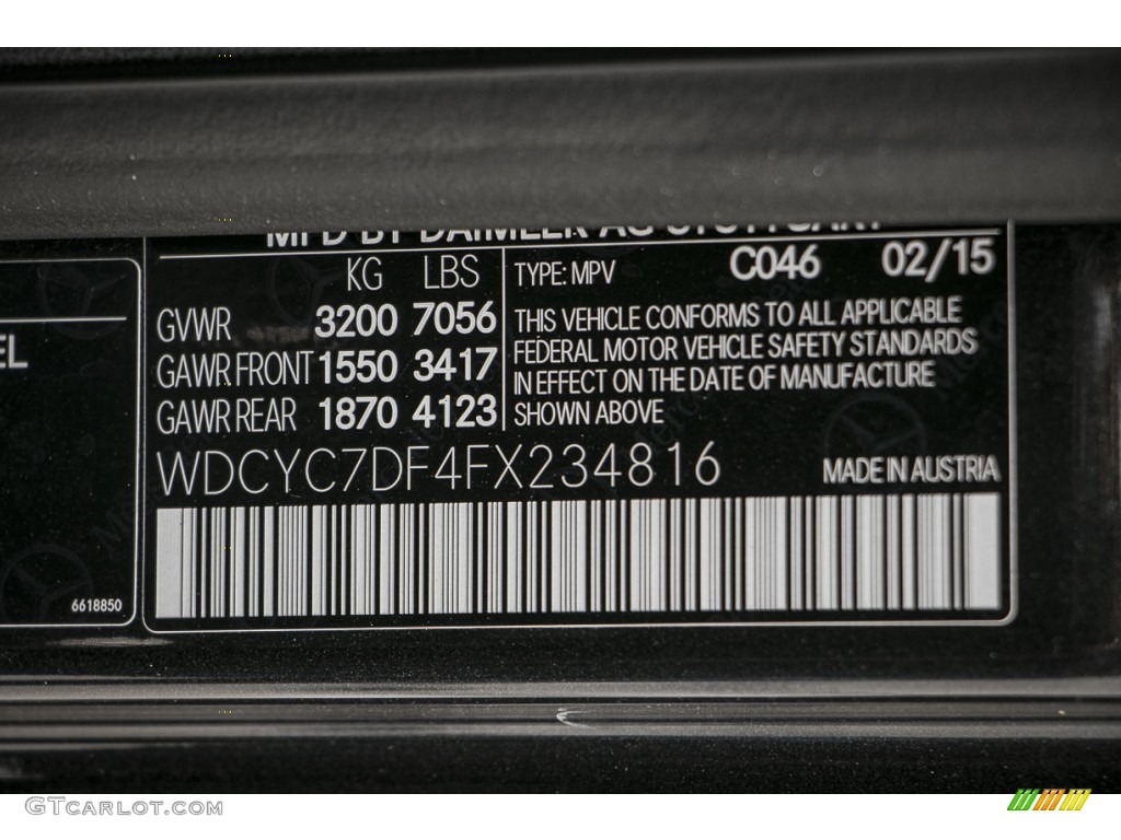 2015 G Color Code 046 for designo Platinum Black Photo #103991608