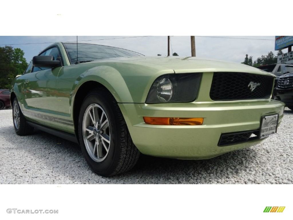 2005 Mustang V6 Deluxe Coupe - Legend Lime Metallic / Dark Charcoal photo #6