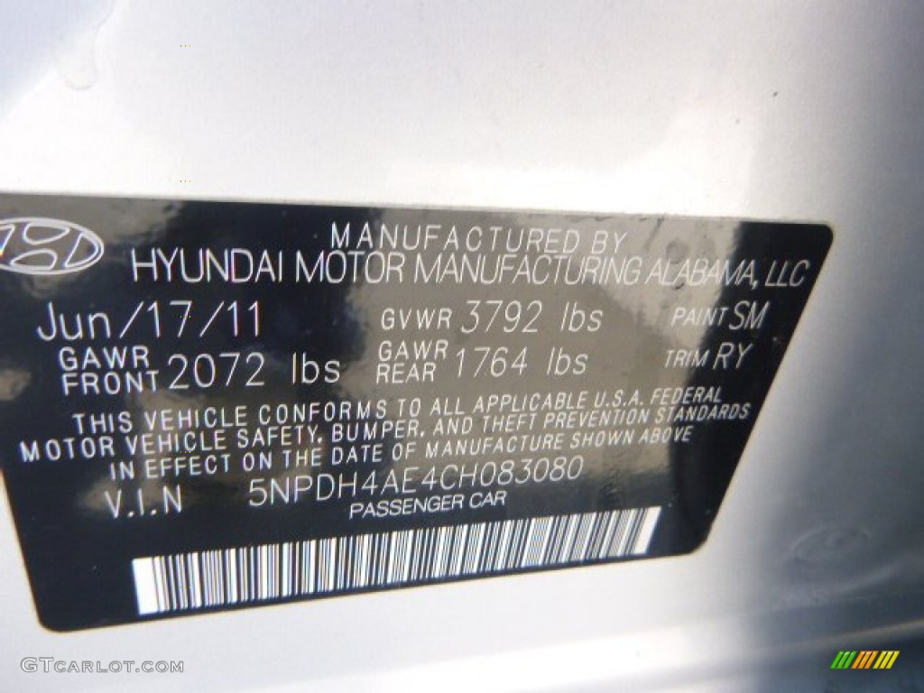 2012 Elantra Limited - Silver / Black photo #12