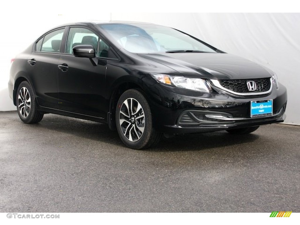 2015 Civic EX Sedan - Crystal Black Pearl / Gray photo #1