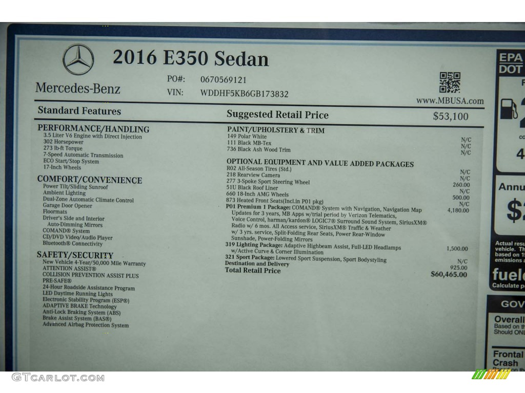 2016 E 350 Sedan - Polar White / Black photo #11
