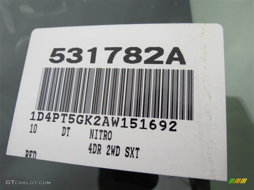 2010 Nitro SXT - Inferno Red Crystal Pearl / Dark Slate Gray/Light Slate Gray photo #24