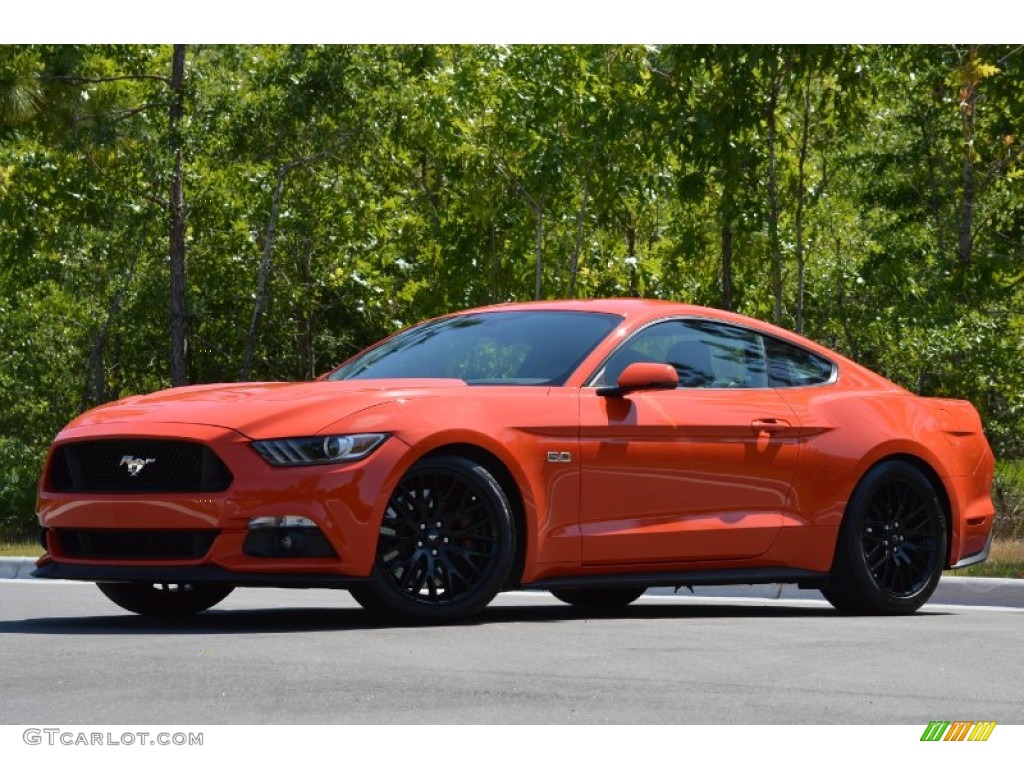 Competition Orange 2015 Ford Mustang GT Premium Coupe Exterior Photo #104030780