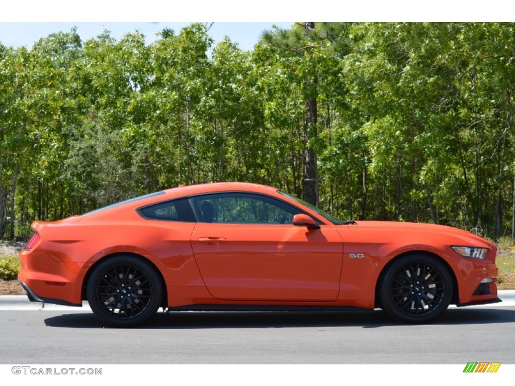 Competition Orange 2015 Ford Mustang GT Premium Coupe Exterior Photo #104030876
