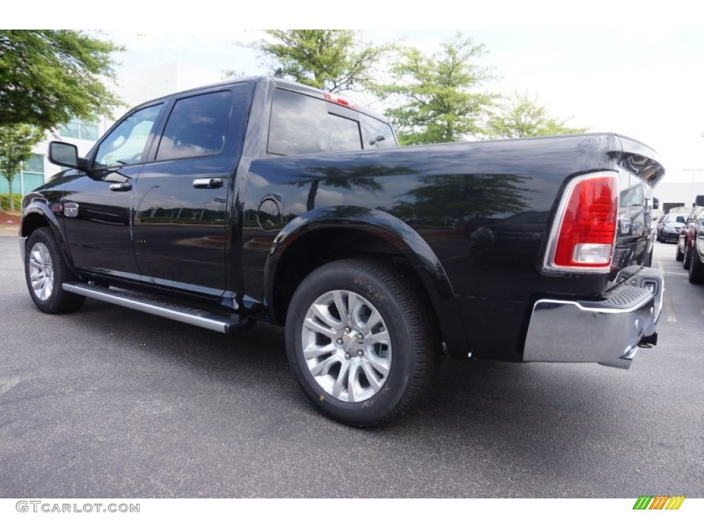 2015 1500 Laramie Long Horn Crew Cab 4x4 - Brilliant Black Crystal Pearl / Canyon Brown/Light Frost photo #2