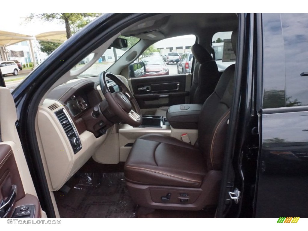 2015 1500 Laramie Long Horn Crew Cab 4x4 - Brilliant Black Crystal Pearl / Canyon Brown/Light Frost photo #7