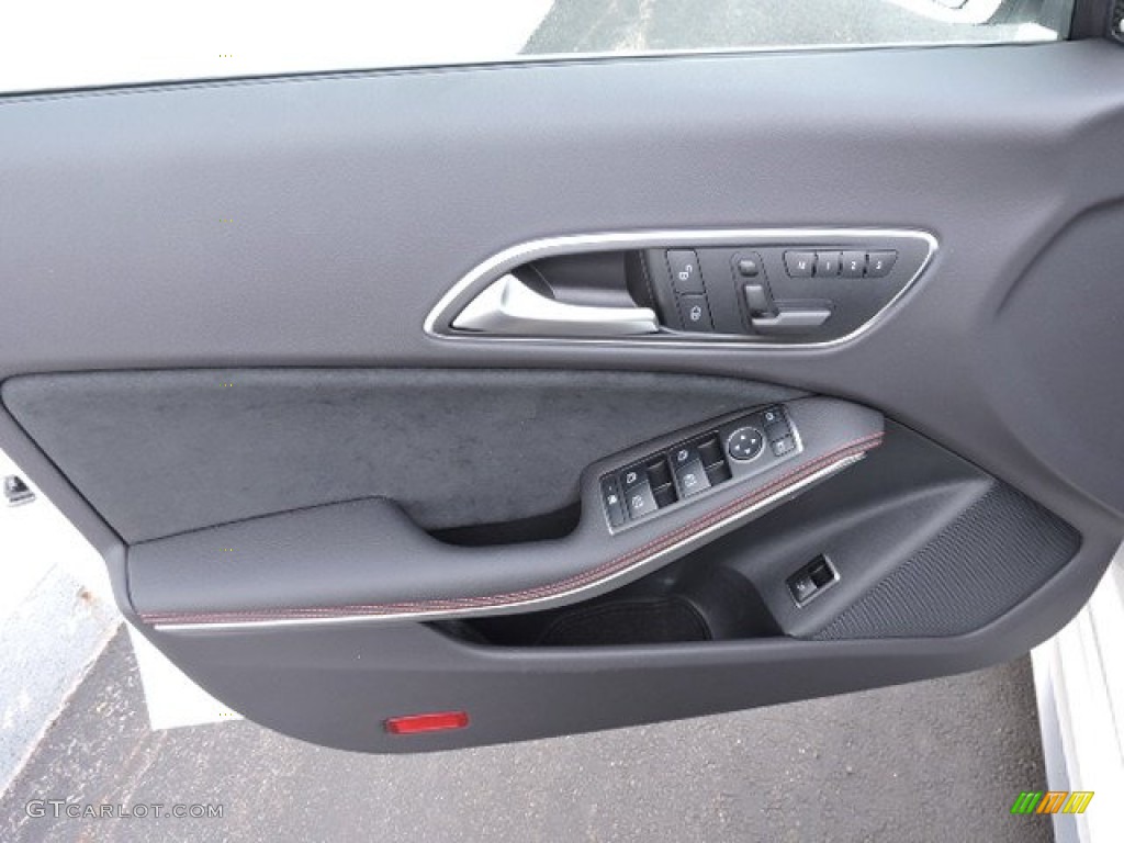 2015 Mercedes-Benz CLA 45 AMG Black/Dinamica w/Red Stitching Door Panel Photo #104052660