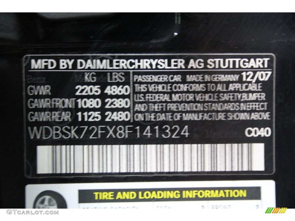 2008 SL Color Code 040 for Black Photo #104054970