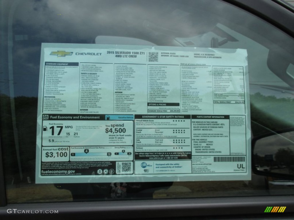 2015 Chevrolet Silverado 1500 LTZ Z71 Crew Cab 4x4 Window Sticker Photo #104056128