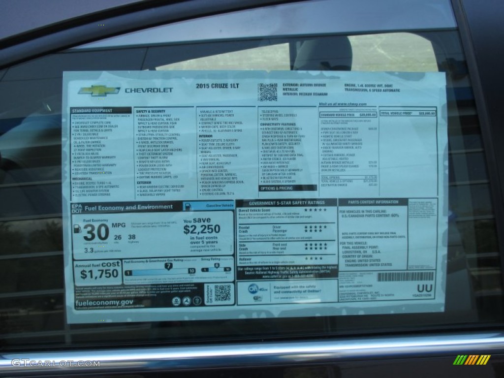 2015 Cruze LT - Autumn Bronze Metallic / Jet Black/Medium Titanium photo #7