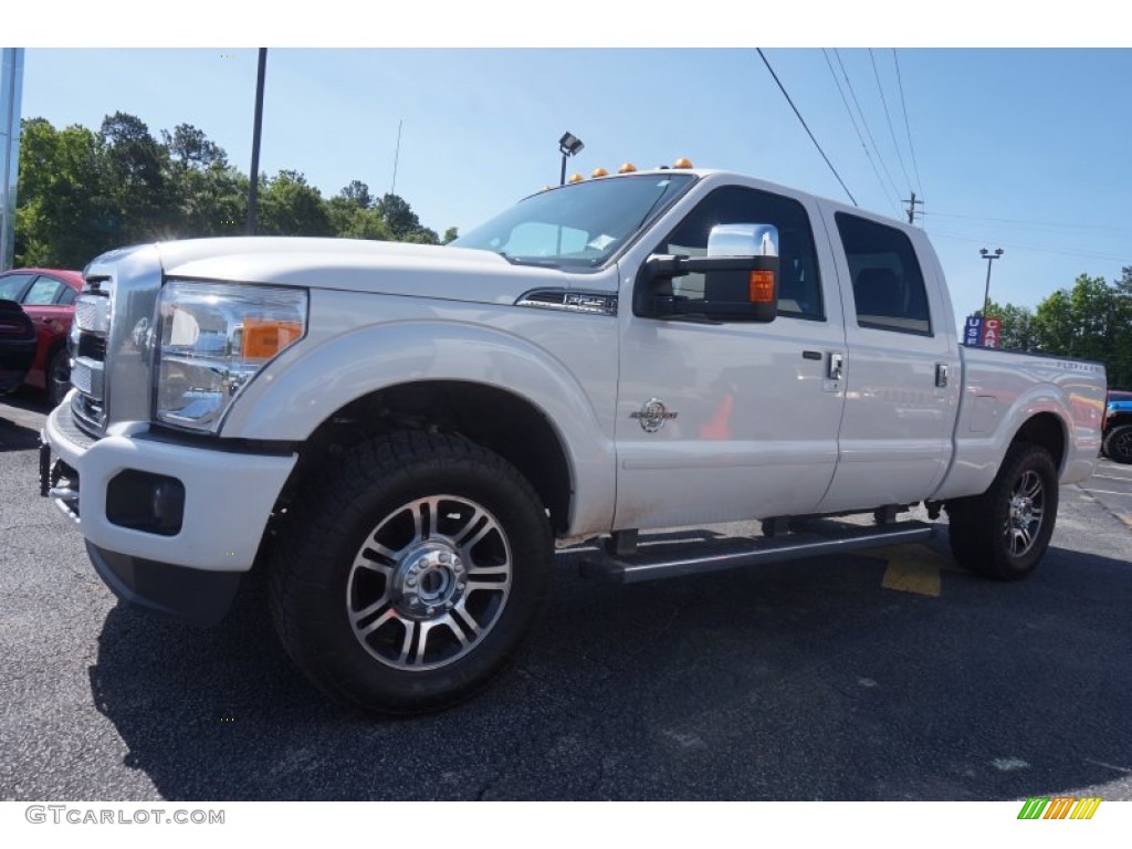 2014 F250 Super Duty Platinum Crew Cab 4x4 - White Platinum Tri-Coat / Platinum Pecan Leather photo #3