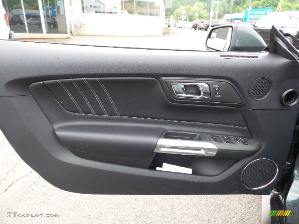 2015 Ford Mustang GT Premium Convertible Ebony Door Panel Photo #104082289