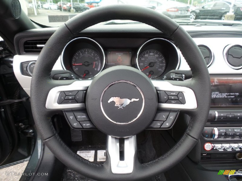 2015 Ford Mustang GT Premium Convertible Ebony Steering Wheel Photo #104082322